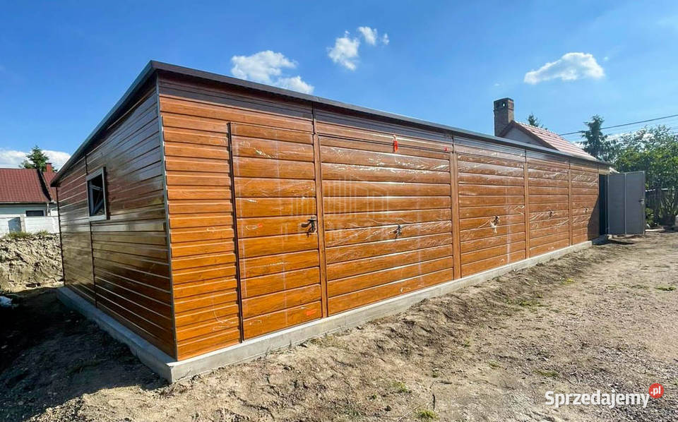 Garaz blaszany 16x5 m 4x brama uchylna 3x okno Malbork
