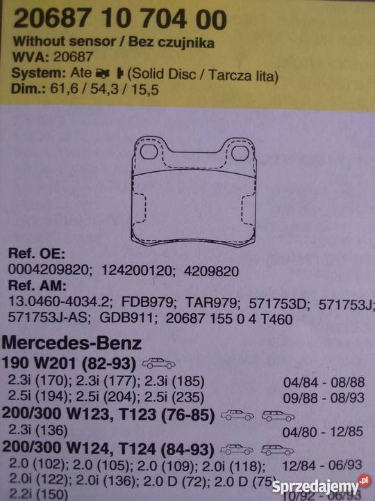Klocki hamulcowe MERCEDES tył