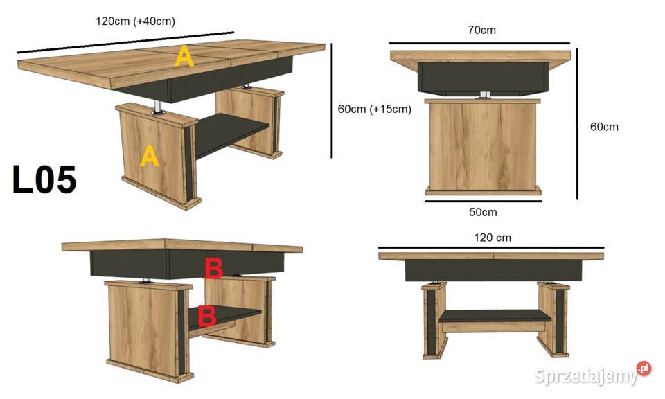Ławostół L05 RAMA podnoszony rozkładany do 160 Lublin