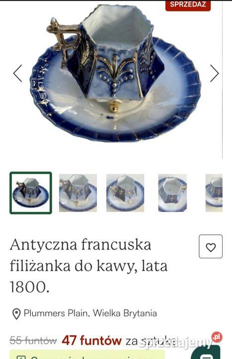 Wiktoriańska kobaltwo złota filiżanka ze sprzedam