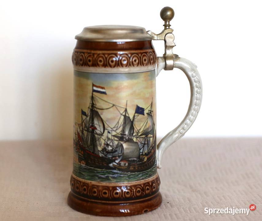 Ozdobny kufel vintage Marzi und Remy statki Gdańsk