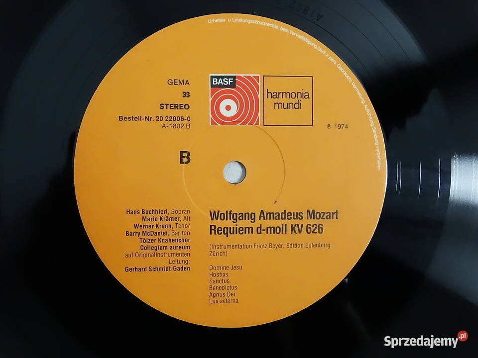 Płyta winylowa WA Mozart Requiem dmoll KV 626 Biłgoraj sprzedam