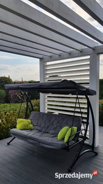 Duża huśtawka ogrodowa 3 osobowa z daszkiem podkarpackie