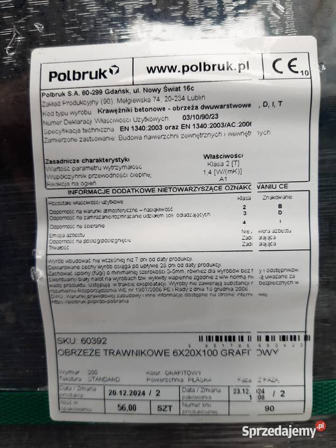 Obrzeża trawnikowe 6x20x100 grafitowe z zamkiem Pozostałe lubelskie Łęczna