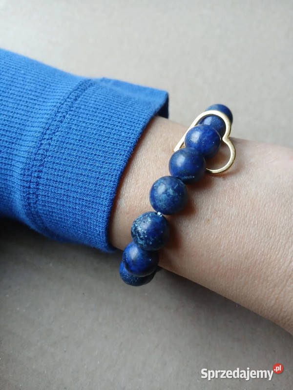 Bransoletka damska z Lapis Lazuli 10mm z sercem Kielce