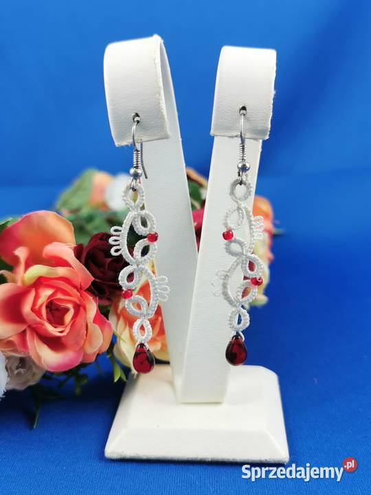 Kolczyki frywolitkowe różne wzory i kolory Rękodzieło Wiśniowa sprzedam