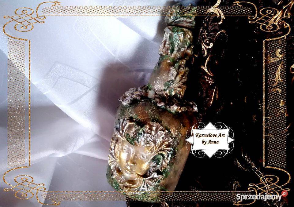 Butelka ozdobna na prezent rękodzieło decoupage Warszawa