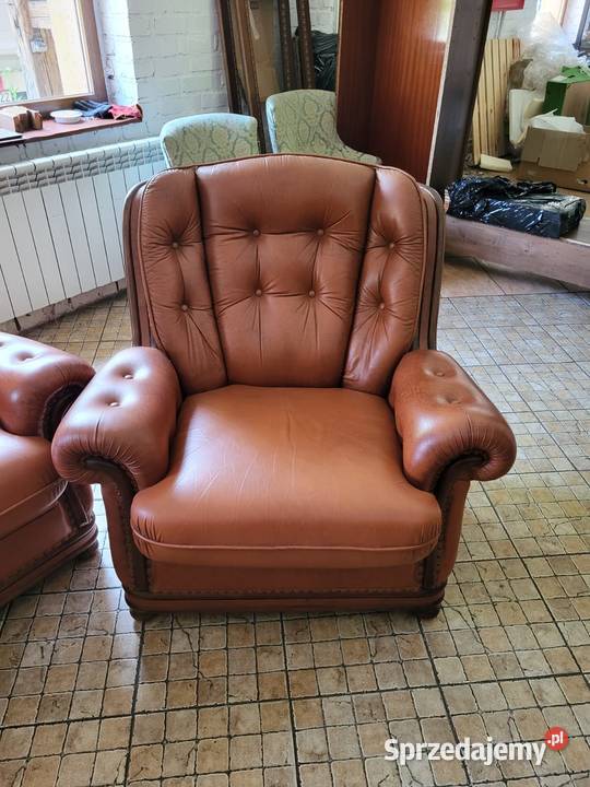 Wypoczynek skórzany kanapa 3 osobowa z dwoma Meble Rybnik