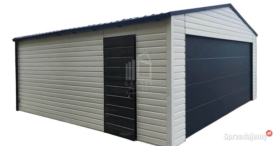 Garaż blaszany 6x58m Brama segmentowa drzwi 35m2 Morąg