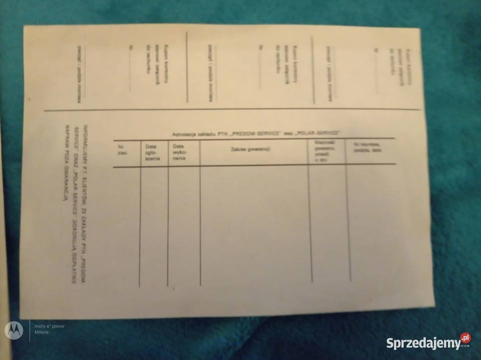 Sprzedam dokumenty dotyczące prasowalnicy Pozostałe