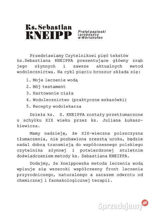 5 książek o leczeniu wodą Ks Sebastian Kneipp Ruda Śląska sprzedam