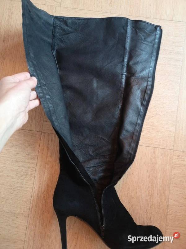 Zamszowe kozaki Minelli prawie kolano na szpilce Białystok