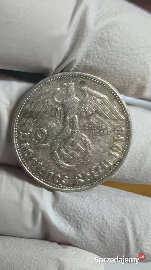 2 srebrne Reischmarki z 1938 roku