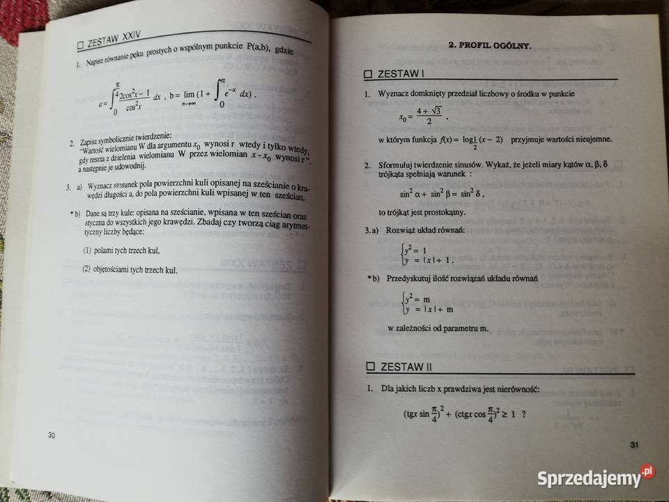 Ustny egzamin dojrzałości z matematyki Zestawy Kraków