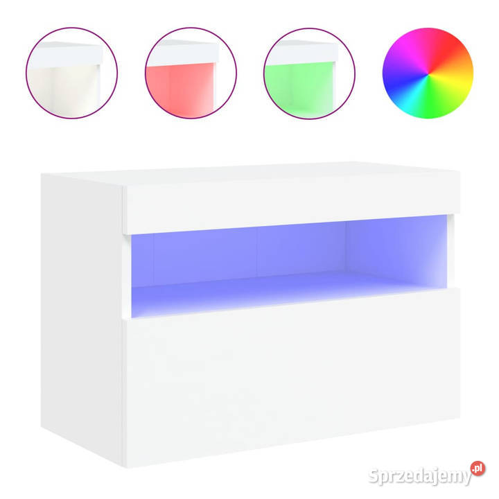 Ścienna szafka TV z LED biała 60x30x40 WM837183 Warszawa