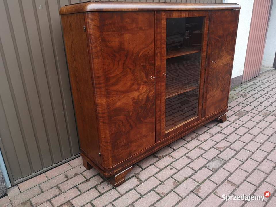 Biblioteka Witryna ARTDECO Orzech Zgrabna Stara Swarzędz