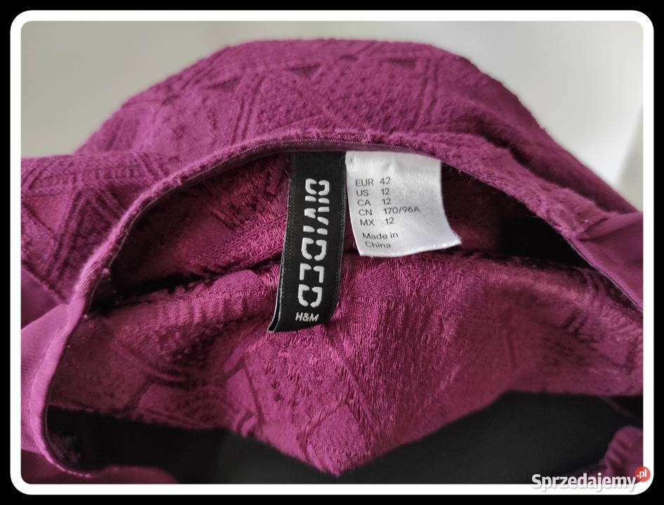 HM Burgundia sukienka 40 L piękny kolor rękawek Płock