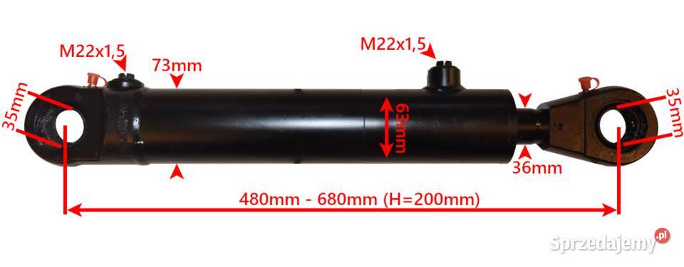 SIŁOWNIK HYDRAULICZNY CYLINDER SKOK 200 2STR kujawsko-pomorskie