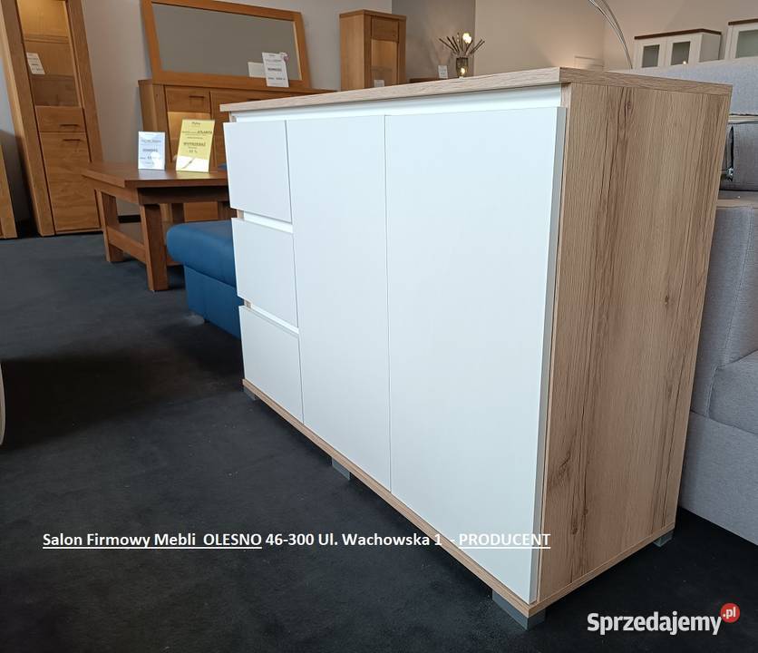 Komoda Dębowa 130 z Szufladami Biała ROSA Lubliniec