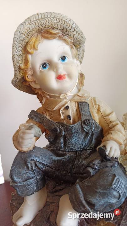 Figurka chłopca z psem Biskwitowa Piękna scenka Gdańsk