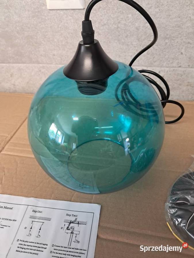 nowa szklana wisząca lampa śr klosza 20 długość Sandomierz