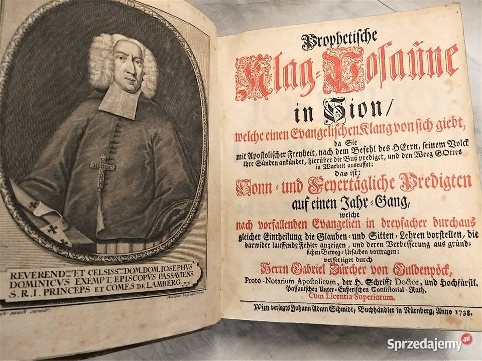 Prophetische KlagPosune in Sion Norymberga 1738r Warszawa sprzedam