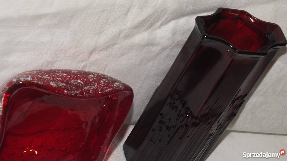 Miseczka i wazon z grubego czerwonego szkła Art Porcelana i szkło Inowrocław