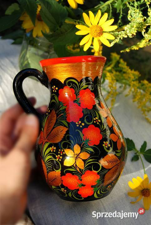 Chochłoma ręcznie malowany rosyjski dzbanek wielokolorowy Lublin