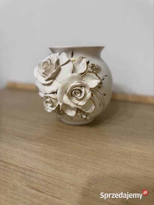 Elegancka ręcznie zdobiona ceramiczna waza Nowy Tomyśl