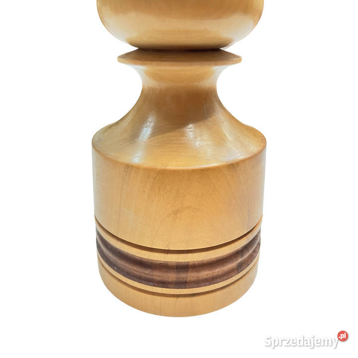 Duży drewniany toczony świecznik Belgia lata 70 brązowy Warszawa