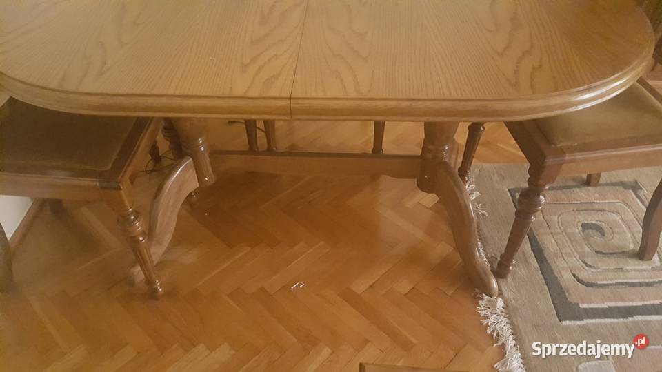 Komplet mebli dąb naturalny ze złotym obiciem Grójec sprzedam