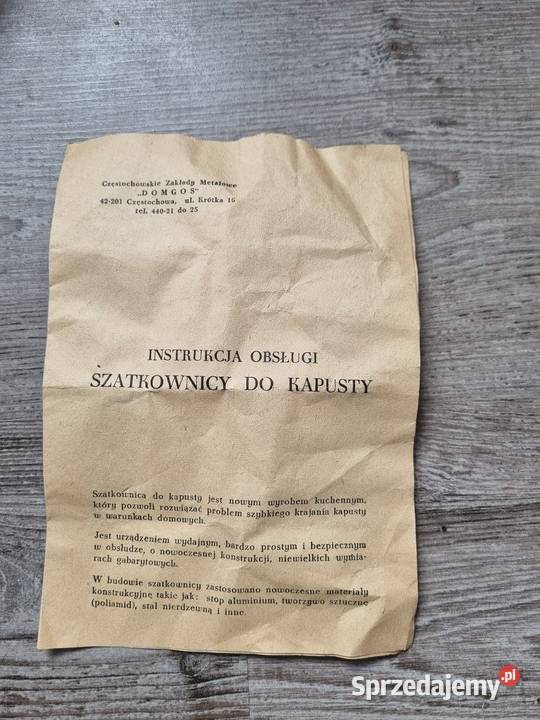 Szatkownica do kapusty DOMGOS Częstochowa PRL Solnica