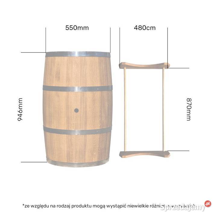 Beczka dębowa 225l z dębu Quercus robur stojak Skawina