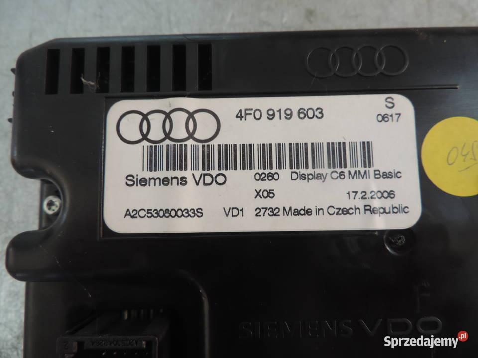 MONITOR WYŚWIETLACZ AUDI A6 C6 UK 4f0919603 liczniki, zegary