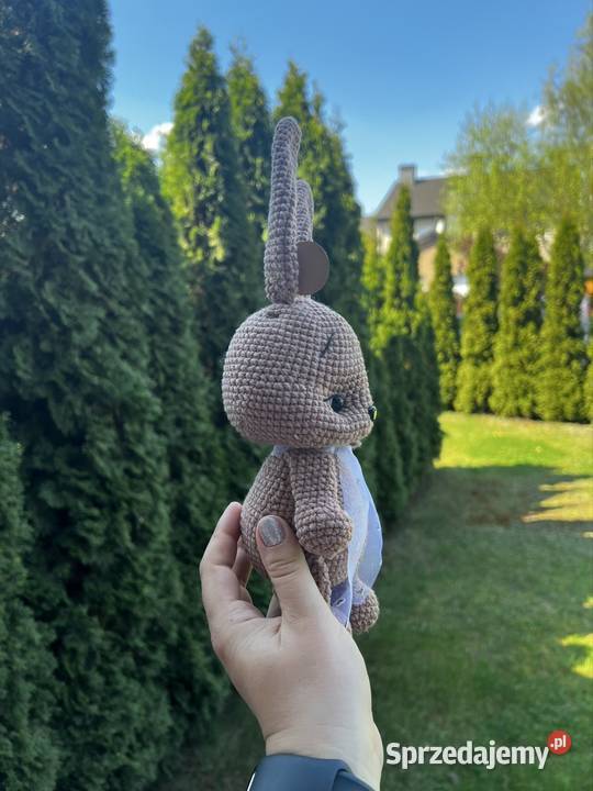 3 ręcznie robione króliczki szydełkowe 250 Maskotki Plewiska