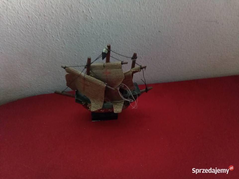 Statek miniaturka model drewniany vintage Warszawa