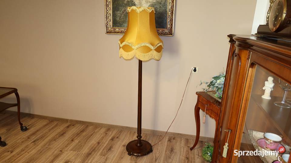 Unikatowa Stojąca Drewniana Dębowa Lampa Lata Ziębice