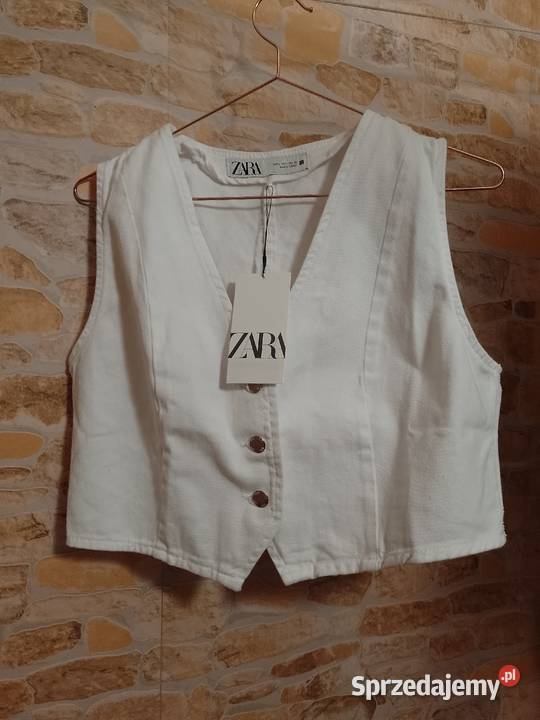 40L ZARA Biała dżinsowa kamizelka z Madrytu małopolskie Kraków