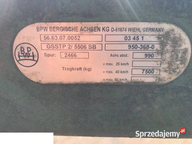 Oś Tandem BPW Z Kołami Jastrzębniki