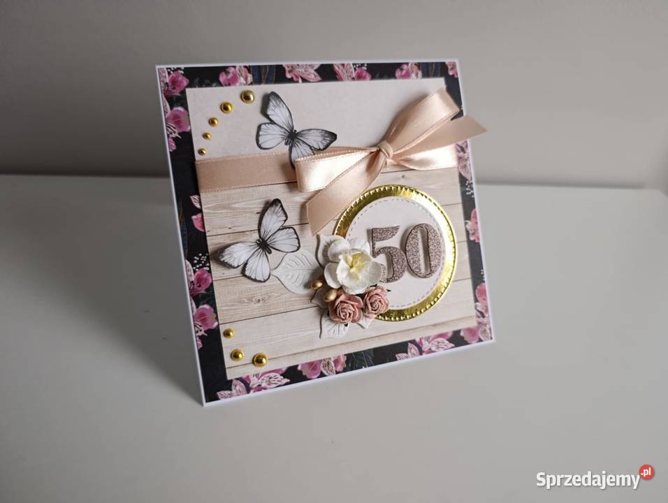 Karttka na urodziny ręcznie robiona z kwiatami Antyki, Sztuka, Kolekcje Łódź sprzedam