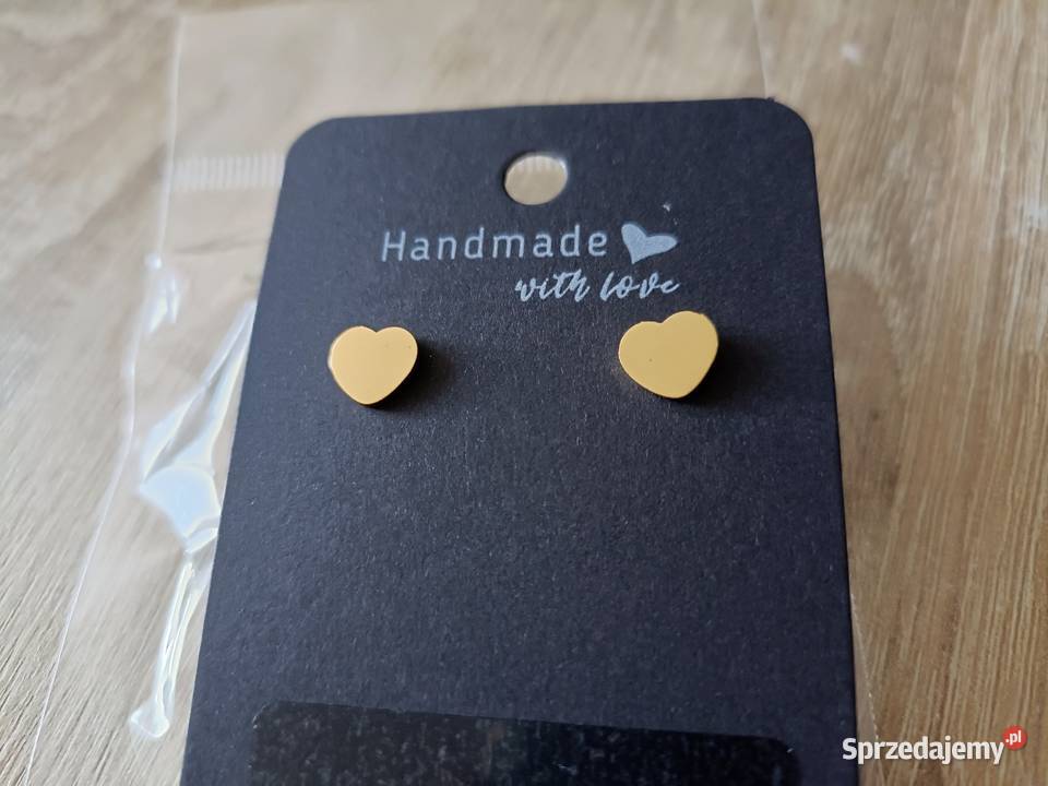 Kolczyki serduszka złote ze stali chirurgicznej Kwidzyn