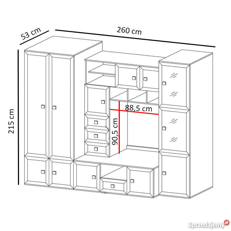 Meblościanka JAWA 215cm Piła