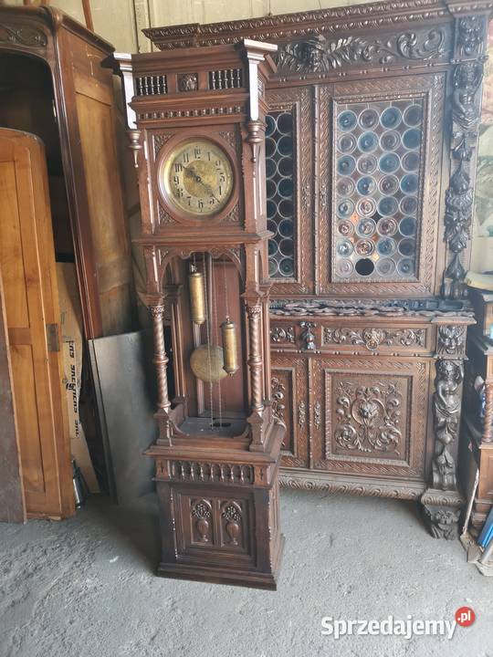 Piękny zegar eklektyczny stojący ok1900r antyk