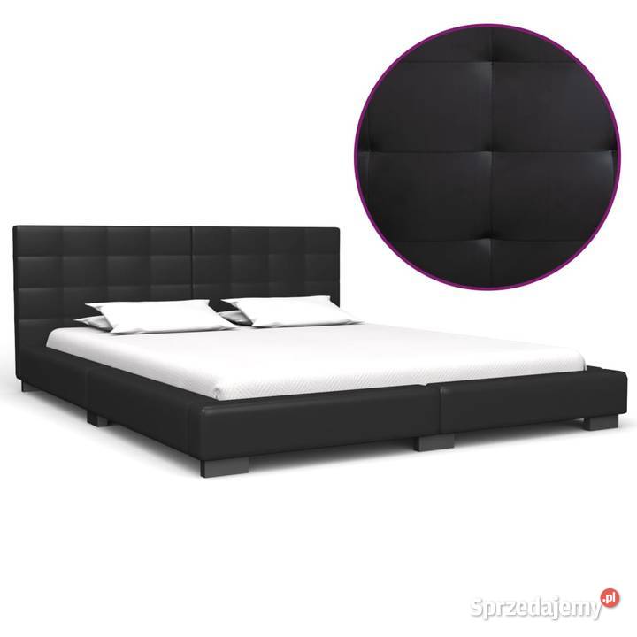 vidaXL Rama łóżka, czarna, sztuczna 280628