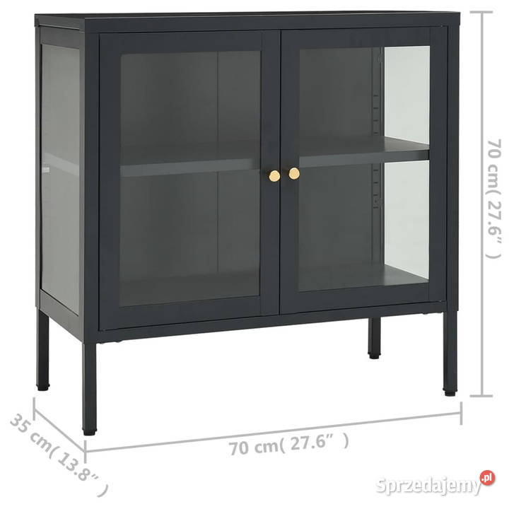Szafka boczna antracytowa 70x35x70 stal i szkło Warszawa