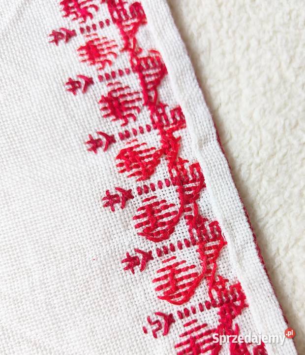 Ręcznie haftowana serweta serwetka bieżnik len