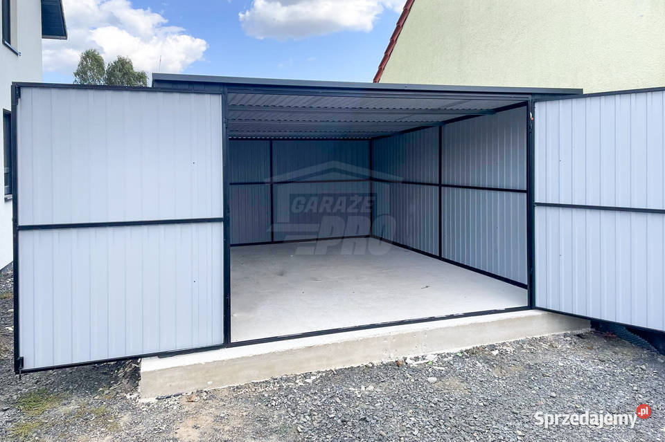 Garaż blaszany 4x5m Brama dwuskrzydłowa antracyt Sprzedaż Przasnysz