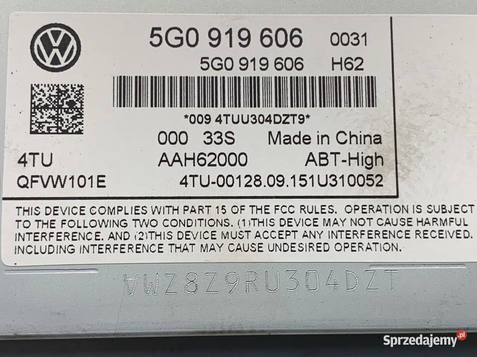 RADIO VW PASSAT B8 5G0919606 ODTWARZACZ podkarpackie