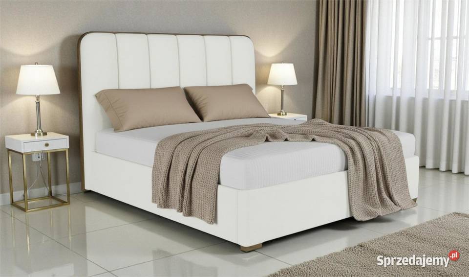 Łóżko z pojemnikiem beżowe brązowe klasyczne Warszawa sprzedam