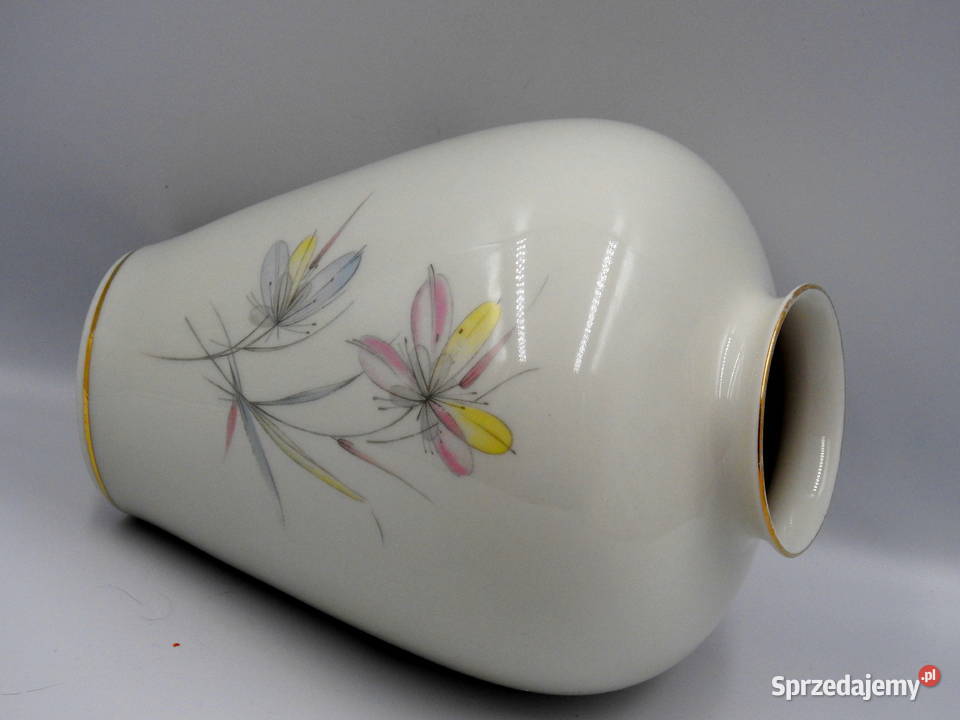 Piękny porcelanowy kremowy wazon sygnowany Inowrocław